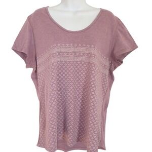 The North Face Flashdry Short Sleeve T Shirt Women XL Mauve Print Casual outdoor